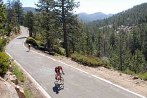 cyclist on the Death Ride, Ebbetts Pass, CA